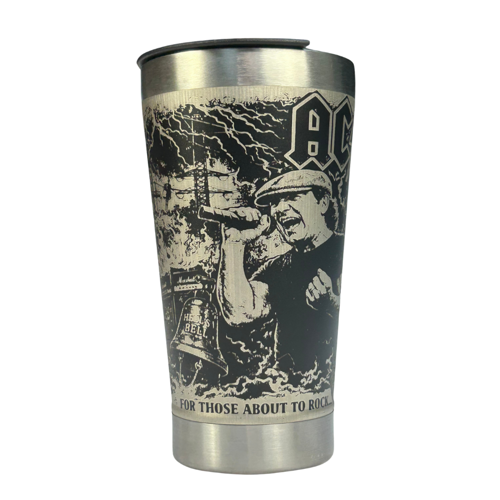 Copo Térmico AC/DC | Gravação a Laser 360° Permanente | 475ml | Presente para Fãs de Rock