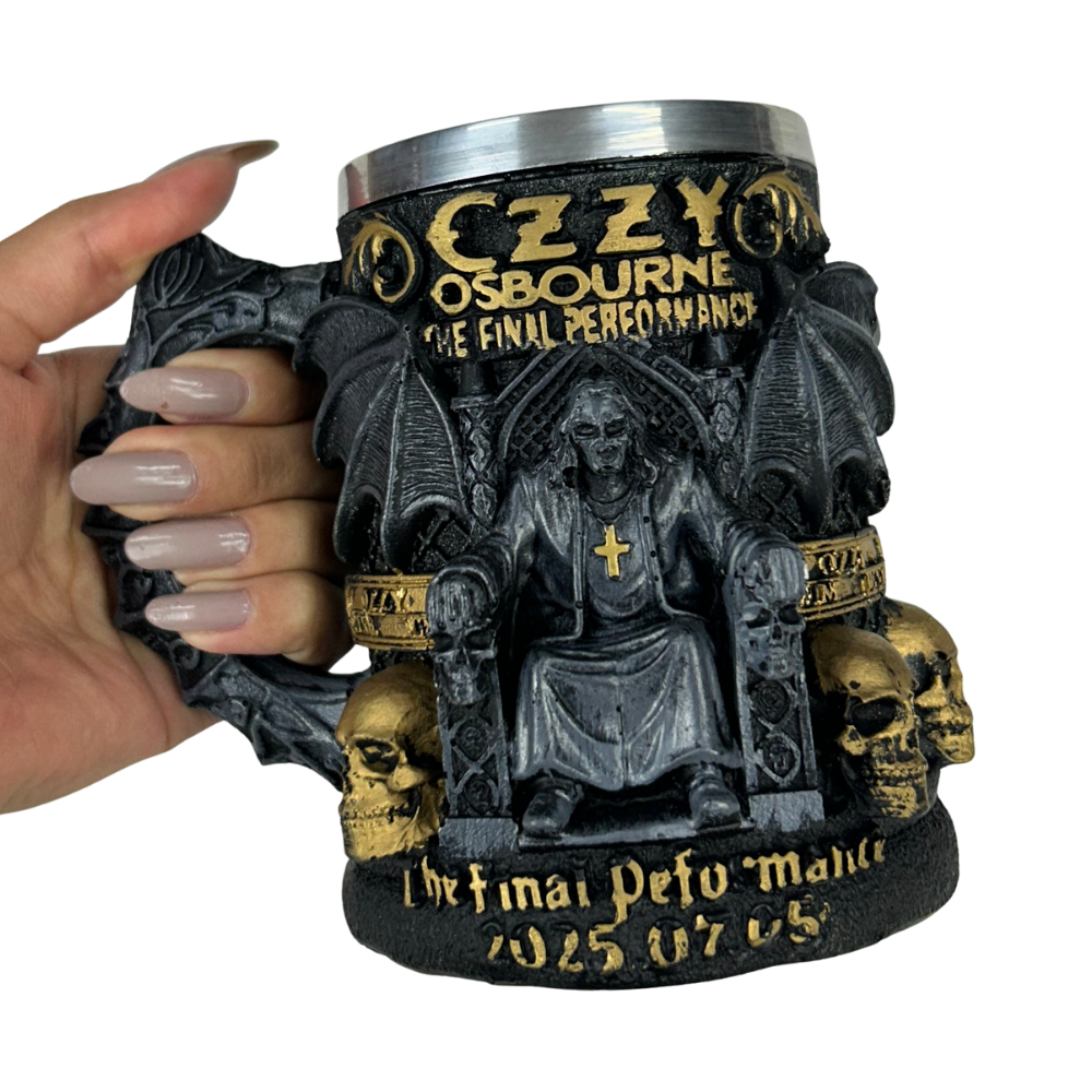 Caneca 3D Ozzy Osbourne | The Final Performance | Asas Morcego | 250ml | Aço Inox