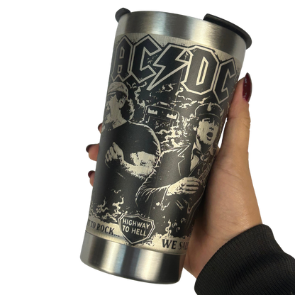 Copo Térmico AC/DC | Gravação a Laser 360° Permanente | 475ml | Presente para Fãs de Rock