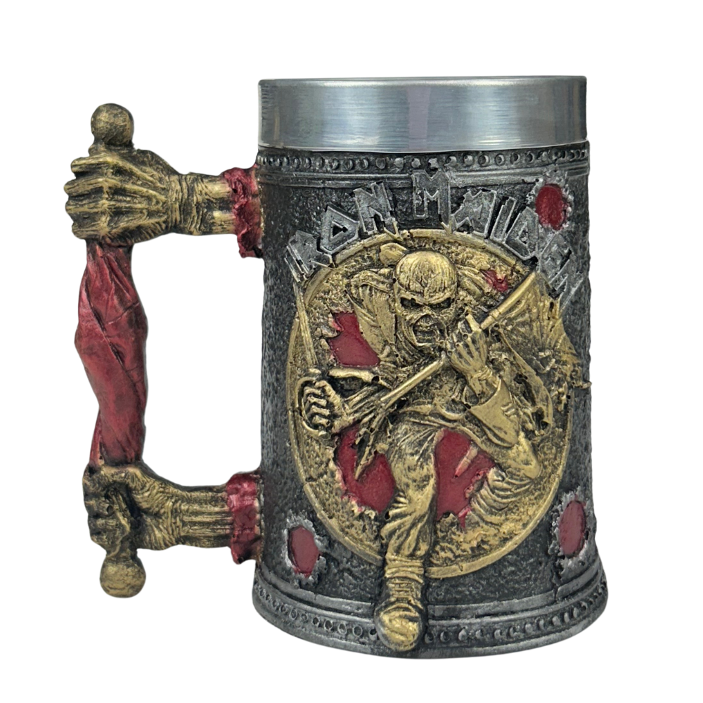Caneca 3D Iron Maiden | Eddie Esqueleto | Alça Espada | 500ml | Aço Inox | Rock Legends