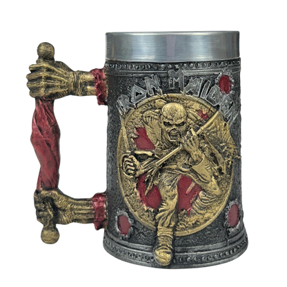 Caneca 3D Iron Maiden | Eddie Esqueleto | Alça Espada | 500ml | Aço Inox | Rock Legends