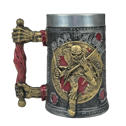 Caneca 3D Iron Maiden | Eddie Esqueleto | Alça Espada | 500ml | Aço Inox | Rock Legends