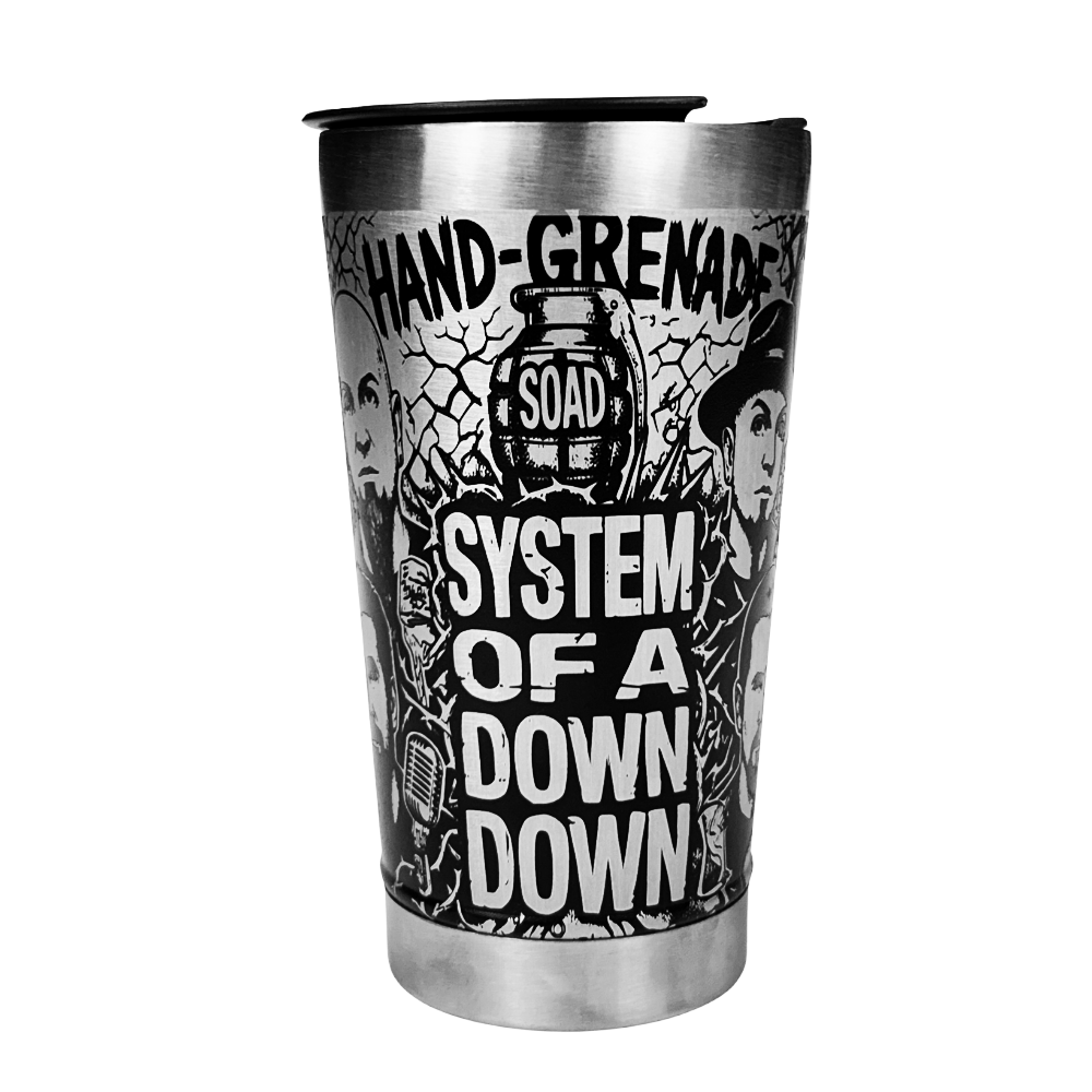 Copo Térmico System of a Down | Gravação a Laser 360° Permanente | 475ml | Presente para Fãs de Metal