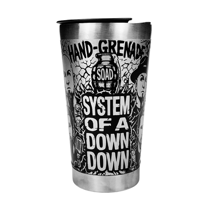 Copo Térmico System of a Down | Gravação a Laser 360° Permanente | 475ml | Presente para Fãs de Metal