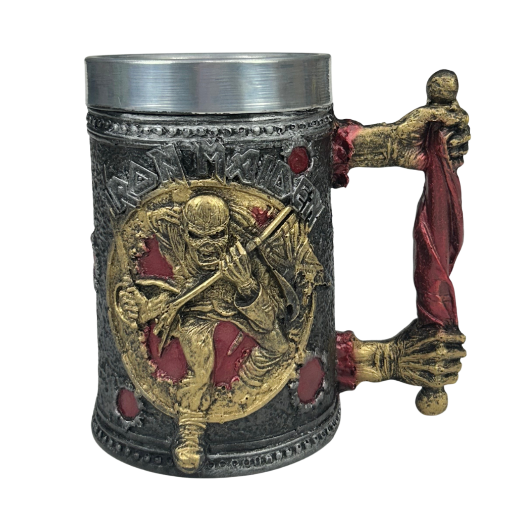 Caneca 3D Iron Maiden | Eddie Esqueleto | Alça Espada | 500ml | Aço Inox | Rock Legends
