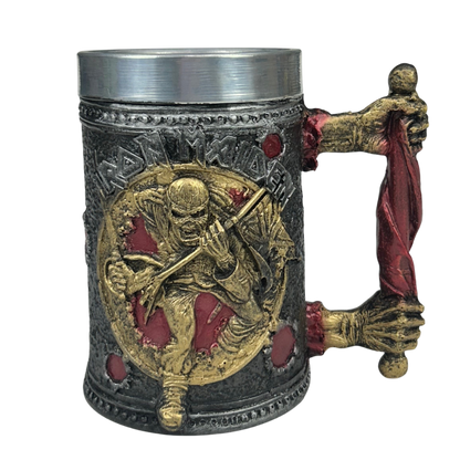 Caneca 3D Iron Maiden | Eddie Esqueleto | Alça Espada | 500ml | Aço Inox | Rock Legends