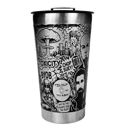 Copo Térmico System of a Down | Gravação a Laser 360° Permanente | 475ml | Presente para Fãs de Metal