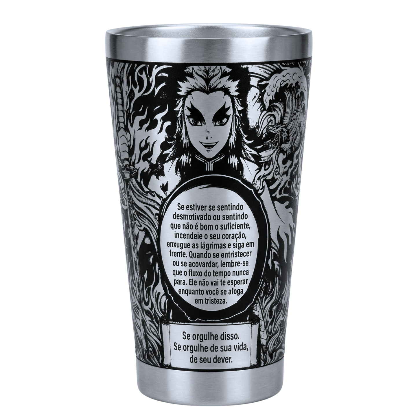 Copo Térmico Demon Slayer | Rengoku | Gravação a Laser 360° | 475ml | Presente para Fãs de Anime