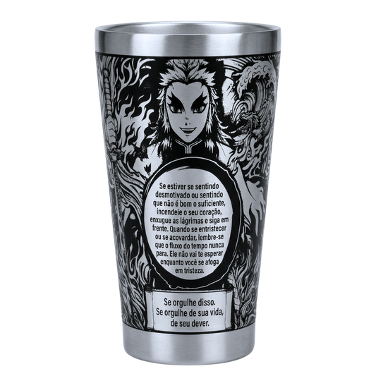 Copo Térmico Demon Slayer | Rengoku | Gravação a Laser 360° | 475ml | Presente para Fãs de Anime