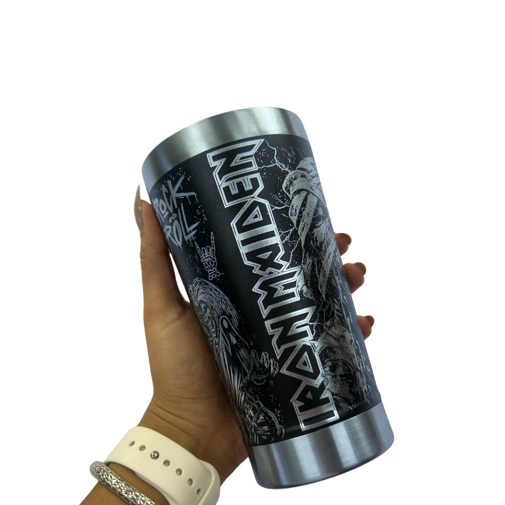 Copo Térmico Iron Maiden | Gravação a Laser 360° Permanente | 475ml | Presente para Fãs de Metal