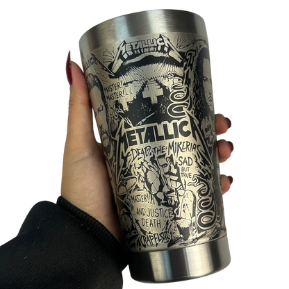 Copo Térmico Metallica | Gravação a Laser 360° Permanente | 475ml | Presente para Fãs de Rock