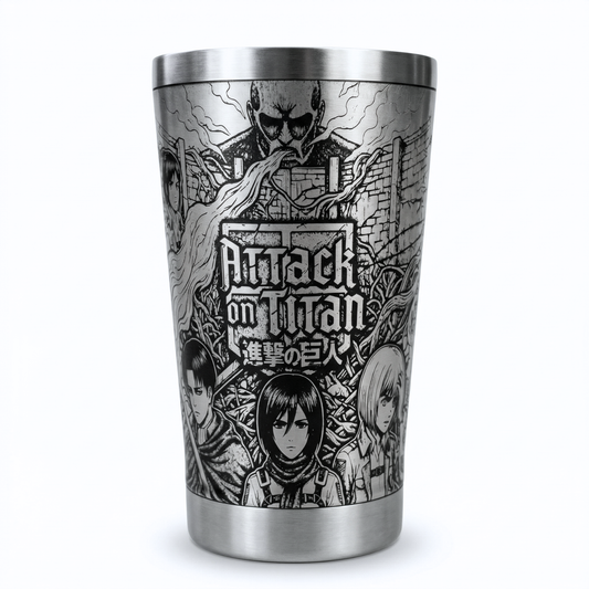 Copo Térmico Attack on Titan | Gravação a Laser 360° Permanente | 475ml | Presente para Fãs de Anime