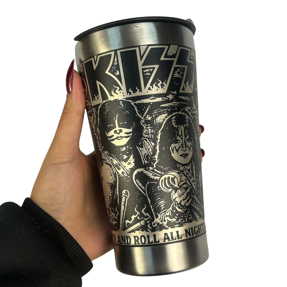 Copo Térmico Kiss | Gravação a Laser 360° Permanente | 475ml | Presente para Fãs de Rock