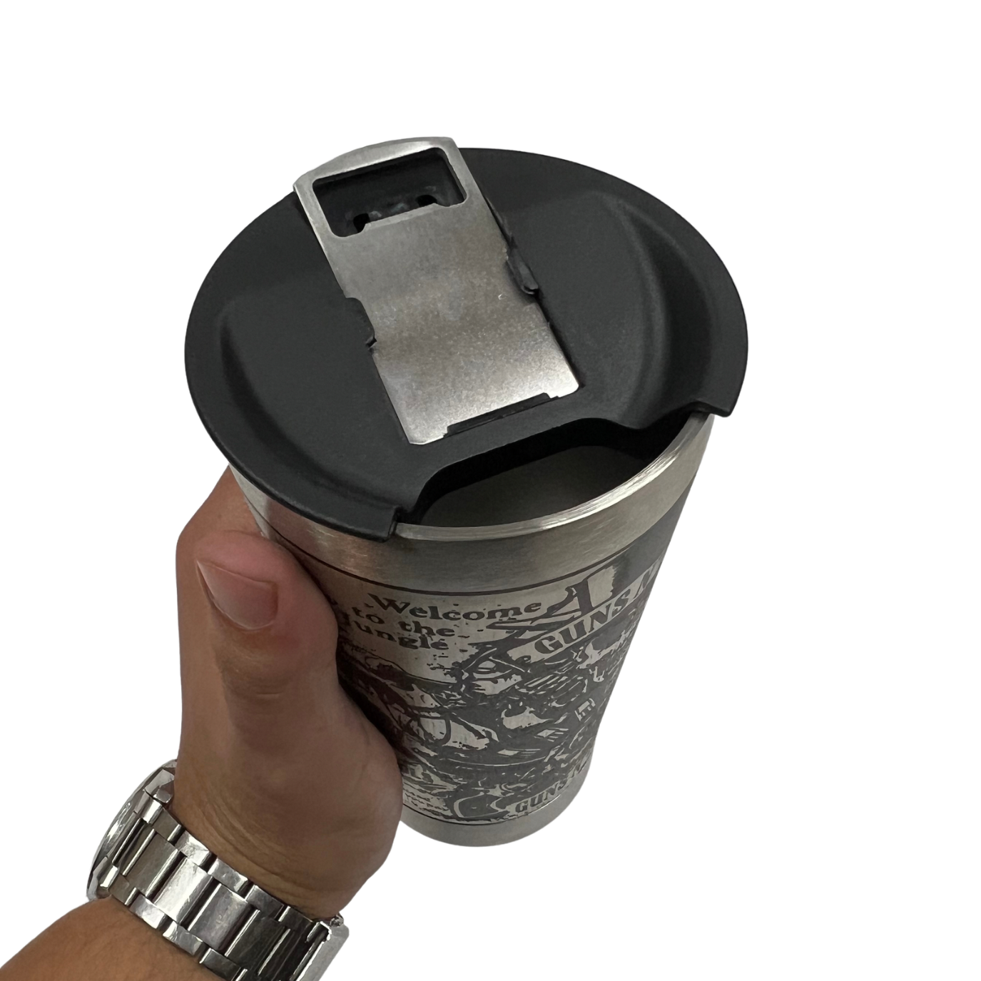 Copo Térmico Guns N' Roses | Gravação a Laser 360° Permanente | 475ml | Presente para Fãs de Rock