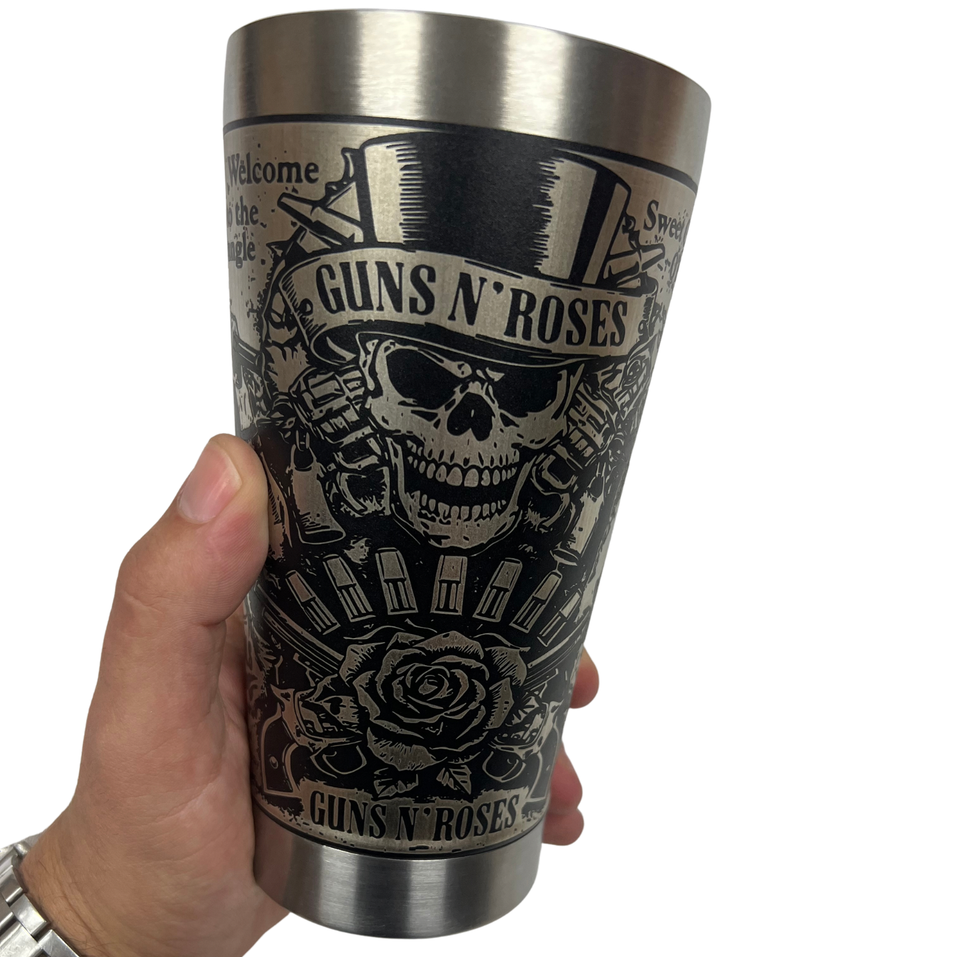 Copo Térmico Guns N' Roses | Gravação a Laser 360° Permanente | 475ml | Presente para Fãs de Rock