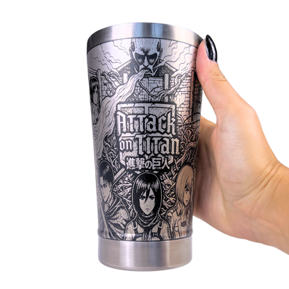 Copo Térmico Attack on Titan | Gravação a Laser 360° Permanente | 475ml | Presente para Fãs de Anime