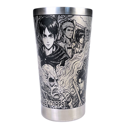 Copo Térmico Attack on Titan | Gravação a Laser 360° Permanente | 475ml | Presente para Fãs de Anime