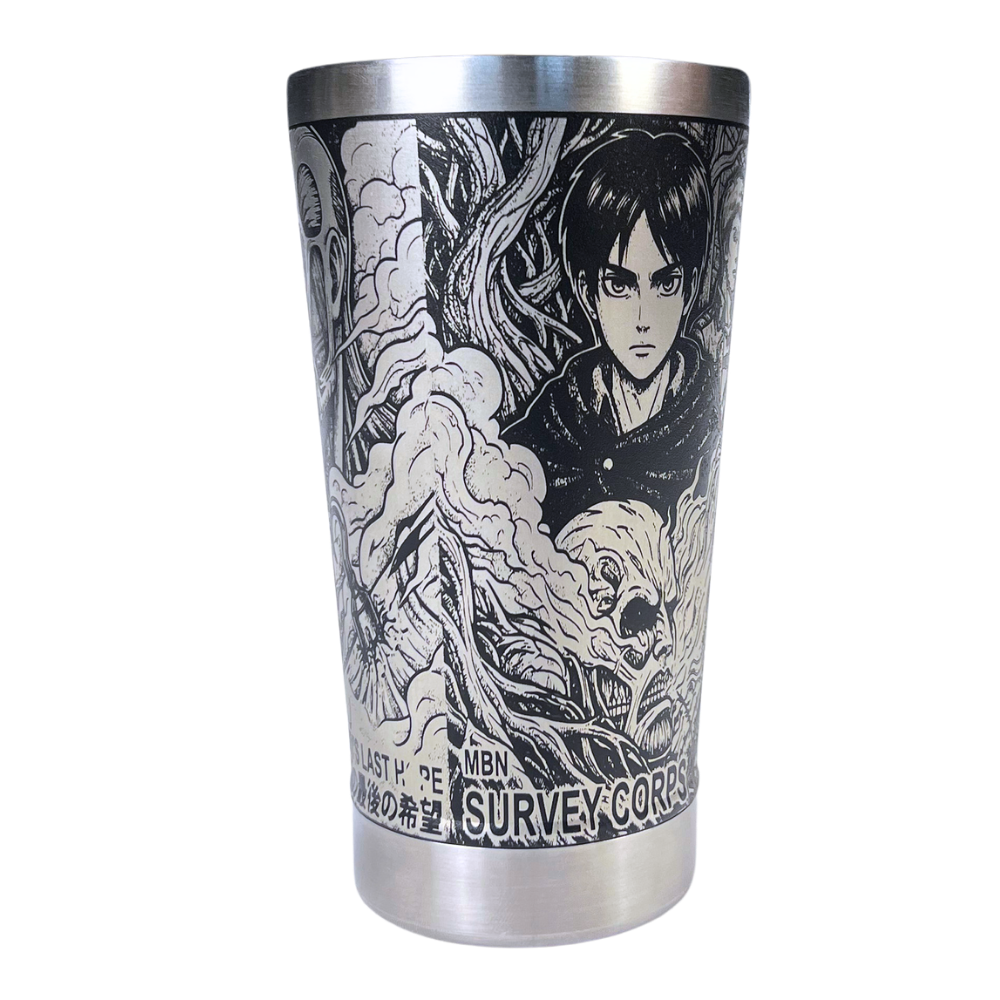 Copo Térmico Attack on Titan | Gravação a Laser 360° Permanente | 475ml | Presente para Fãs de Anime