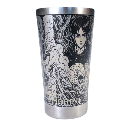 Copo Térmico Attack on Titan | Gravação a Laser 360° Permanente | 475ml | Presente para Fãs de Anime
