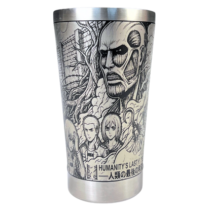 Copo Térmico Attack on Titan | Gravação a Laser 360° Permanente | 475ml | Presente para Fãs de Anime