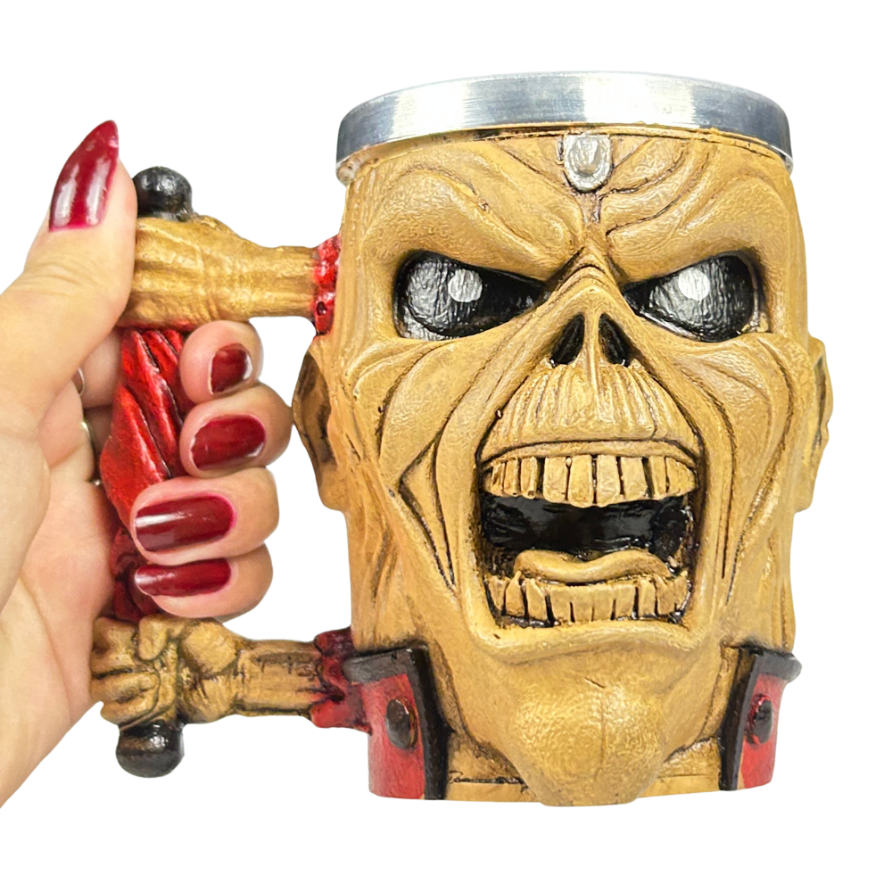 Caneca Artesanal Caveira Rock | Peça Única | Design Dark | Presente para Fãs de Rock