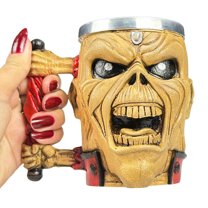 Caneca Artesanal Caveira Rock | Peça Única | Design Dark | Presente para Fãs de Rock