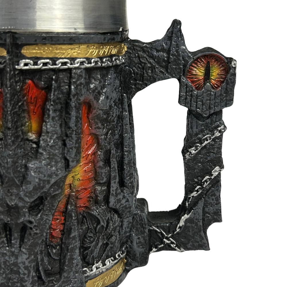 Caneca Senhor dos Anéis | Olho de Sauron 3D | Interior Aço Inox | Medieval | Presente Único