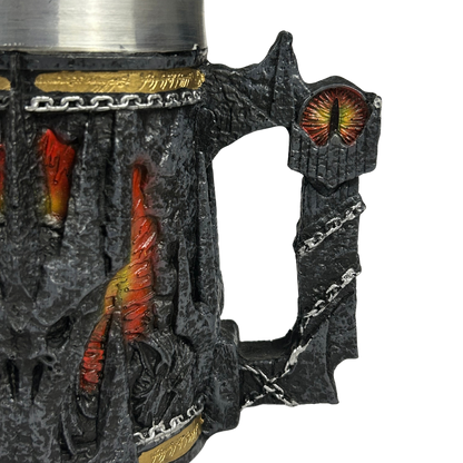 Caneca Senhor dos Anéis | Olho de Sauron 3D | Interior Aço Inox | Medieval | Presente Único