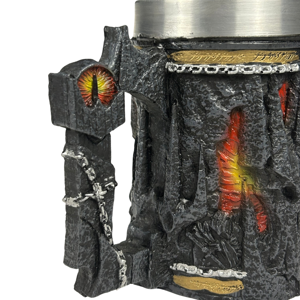 Caneca Senhor dos Anéis | Olho de Sauron 3D | Interior Aço Inox | Medieval | Presente Único