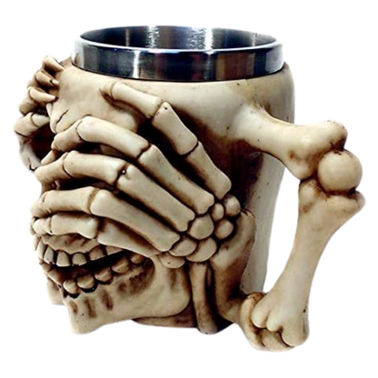 Copo Caveira com Alça de Osso | Design Gótico 3D | Presente Dark Único