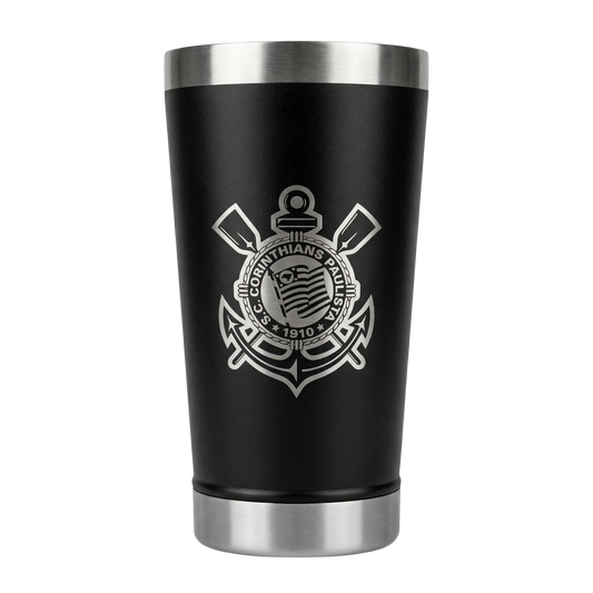 Copo Térmico Corinthians | Gravação a Laser | 475ml | Preto Fosco | Presente para Torcedores