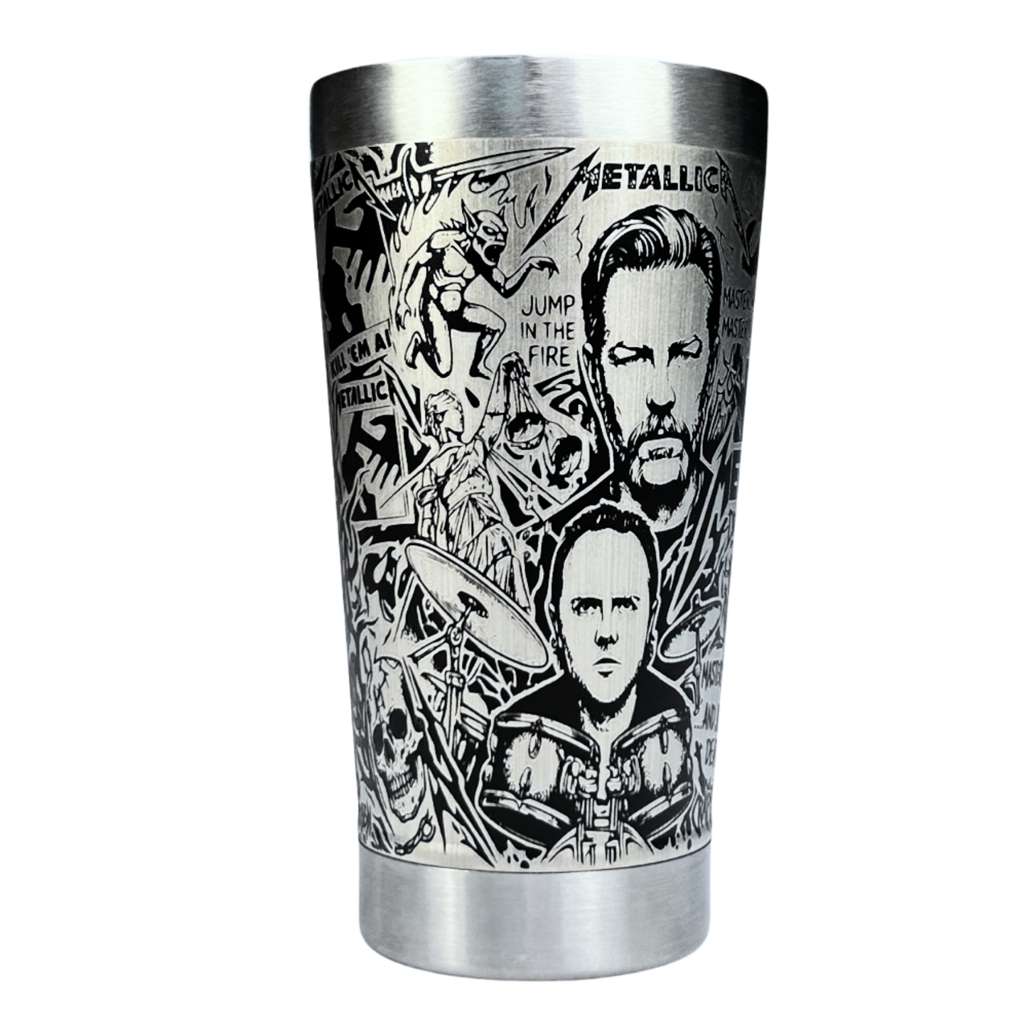 Copo Térmico Metallica | Gravação a Laser 360° Permanente | 475ml | Presente para Fãs de Rock