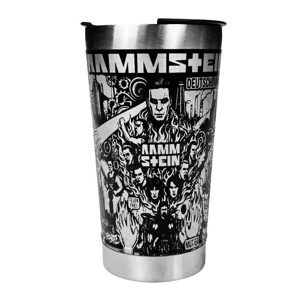 Copo Térmico Rammstein | Gravação a Laser 360° Permanente | 475ml | Presente para Fãs de Metal