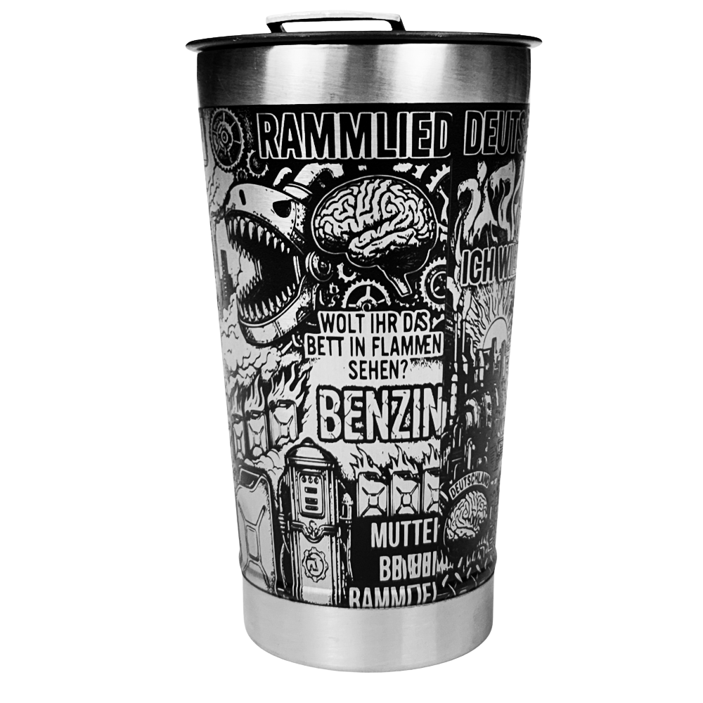 Copo Térmico Rammstein | Gravação a Laser 360° Permanente | 475ml | Presente para Fãs de Metal