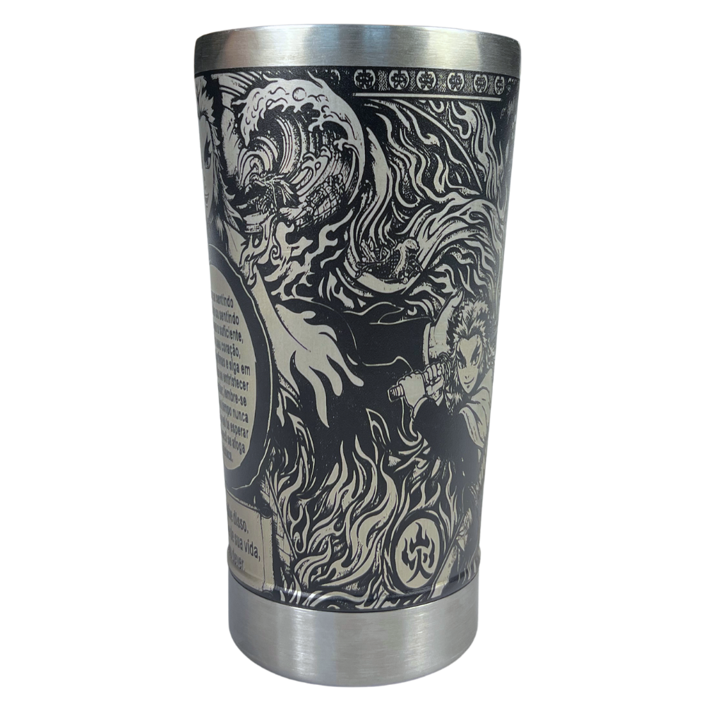 Copo Térmico Demon Slayer | Rengoku | Gravação a Laser 360° | 475ml | Presente para Fãs de Anime