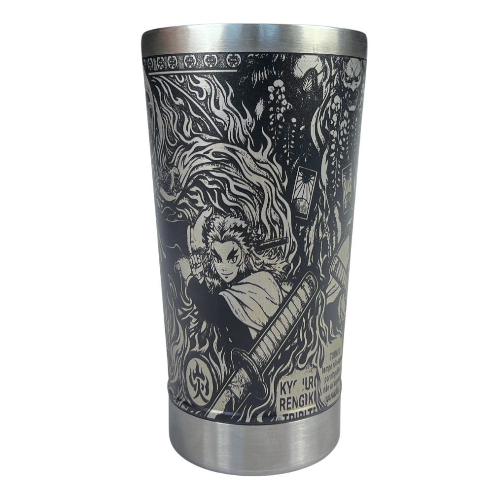 Copo Térmico Demon Slayer | Rengoku | Gravação a Laser 360° | 475ml | Presente para Fãs de Anime