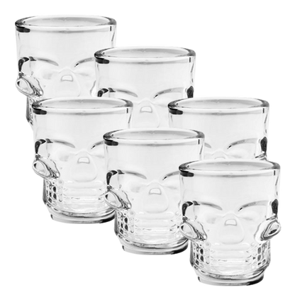 Kit 6 Mini Copos Dose Caveira de Vidro | Shot Glass 50ml | Presente para Apreciadores