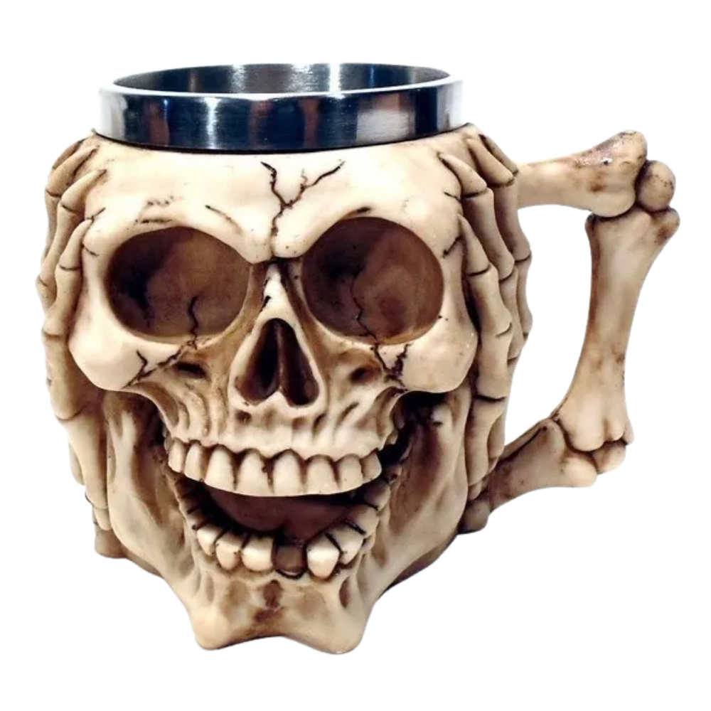 Caneca Caveira Gótica 3D | 350ml | Aço Inoxidável | Design Dark | Presente Único
