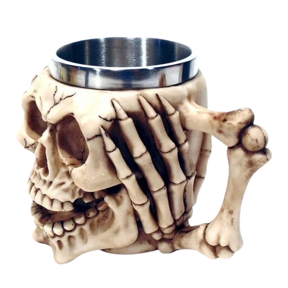 Caneca Caveira Gótica 3D | 350ml | Aço Inoxidável | Design Dark | Presente Único