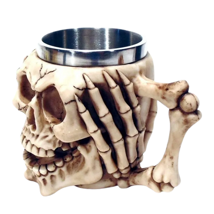 Caneca Caveira Gótica 3D | 350ml | Aço Inoxidável | Design Dark | Presente Único