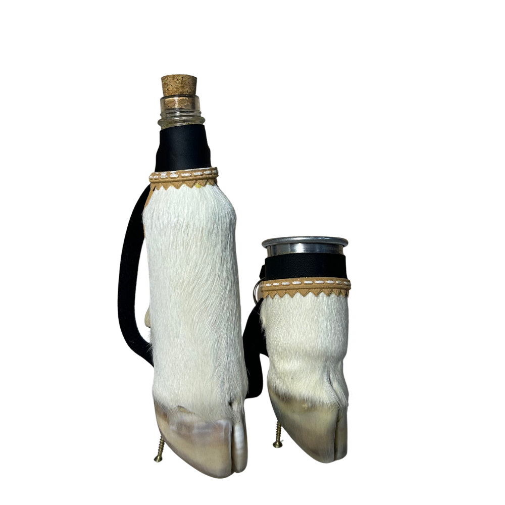 Kit Cantil + Copo Pata de Vaca | Tradição Gaúcha | Costura Dourada | Acabamento Premium