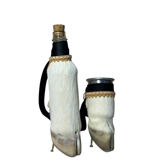 Kit Cantil + Copo Pata de Vaca | Tradição Gaúcha | Costura Dourada | Acabamento Premium