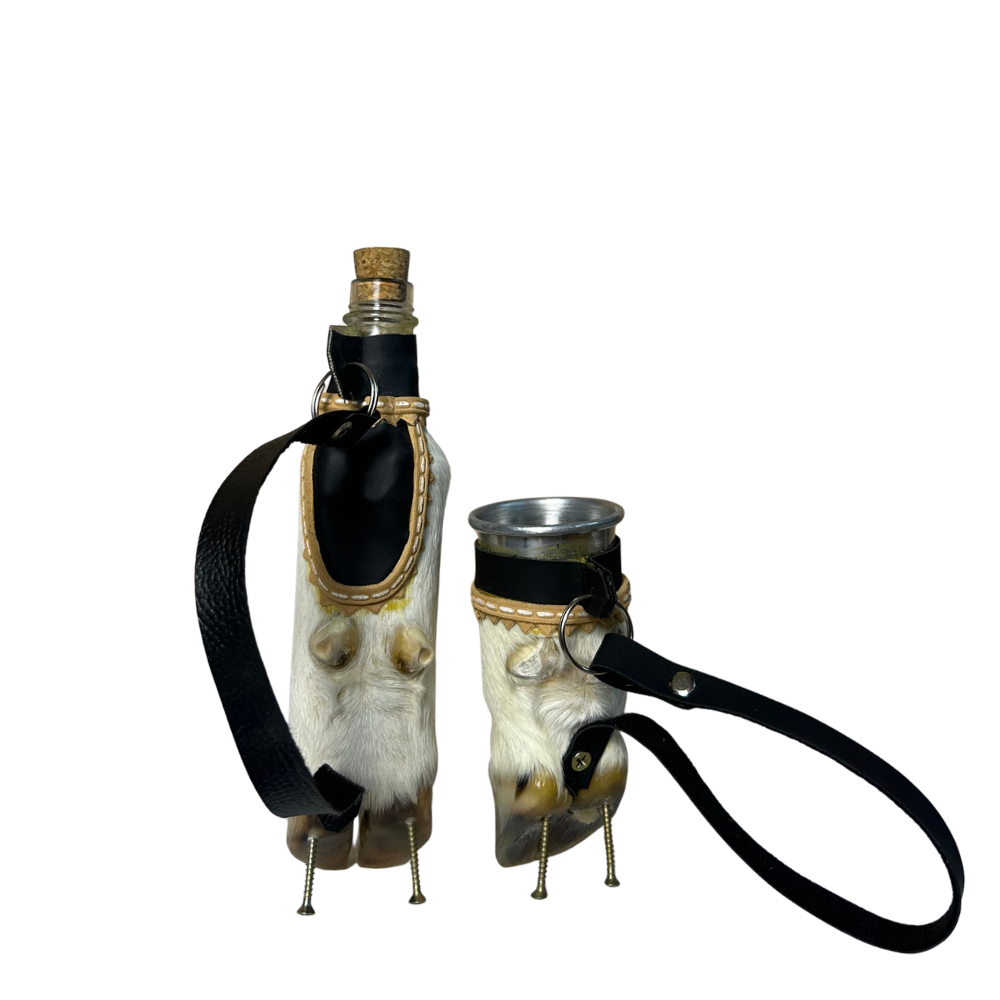 Kit Cantil + Copo Pata de Vaca | Tradição Gaúcha | Costura Dourada | Acabamento Premium