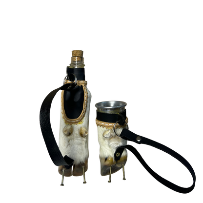 Kit Cantil + Copo Pata de Vaca | Tradição Gaúcha | Costura Dourada | Acabamento Premium