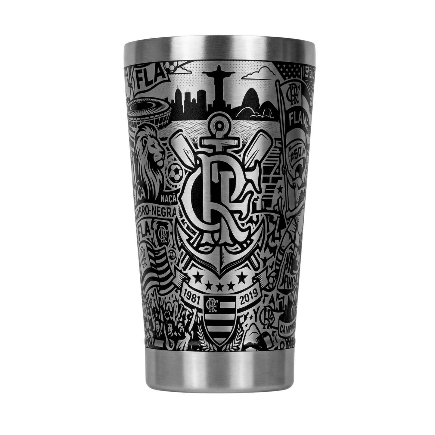 Copo Térmico Flamengo | Gravação a Laser 360° Full Cover | 475ml | Presente para Rubro-Negros