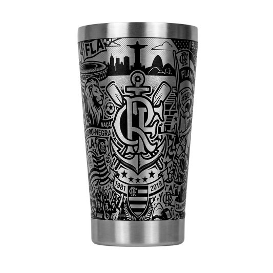 Copo Térmico Flamengo | Gravação a Laser 360° Full Cover | 475ml | Presente para Rubro-Negros
