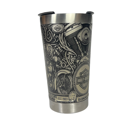 Copo Térmico Harley Davidson | Gravação a Laser 360° Permanente | 475ml | Presente para Motociclistas