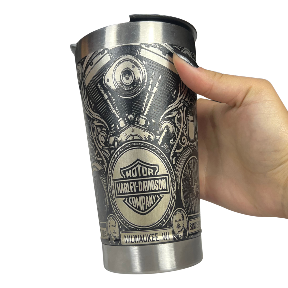 Copo Térmico Harley Davidson | Gravação a Laser 360° Permanente | 475ml | Presente para Motociclistas