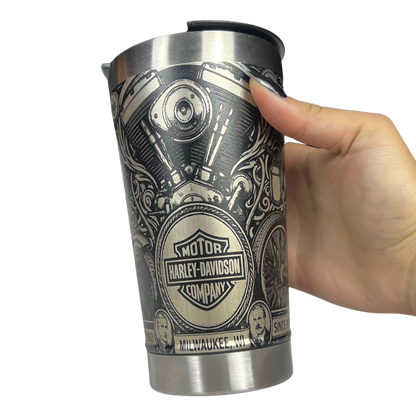 Copo Térmico Harley Davidson | Gravação a Laser 360° Permanente | 475ml | Presente para Motociclistas