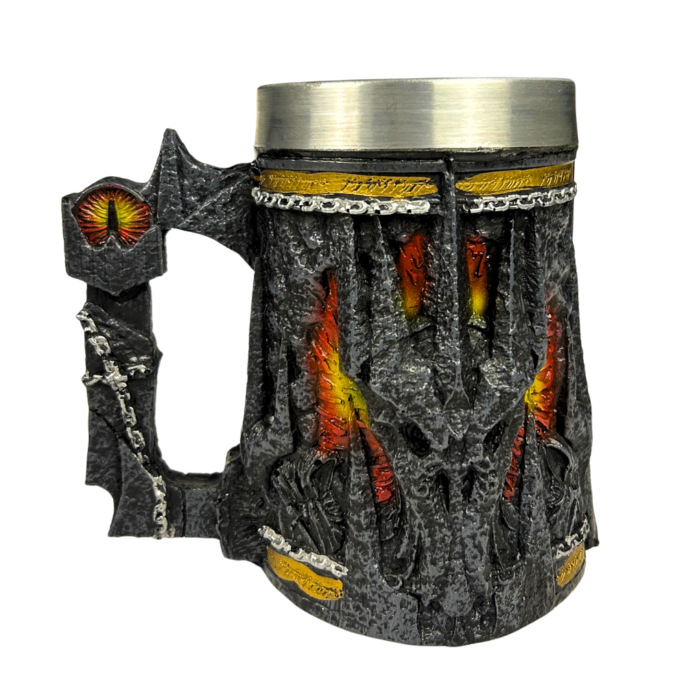 Caneca Senhor dos Anéis | Olho de Sauron 3D | Interior Aço Inox | Medieval | Presente Único